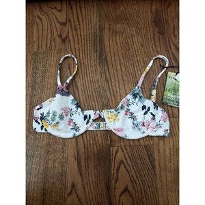 VDM Livinia Bikini Top Floral White Beach Resort Swim Size S NWT